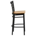 thumbnail image 6 of Flash Furniture 2 Pk. HERCULES Series Black Window Back Metal Restaurant Barstool - Natural Wood Seat, 6 of 8