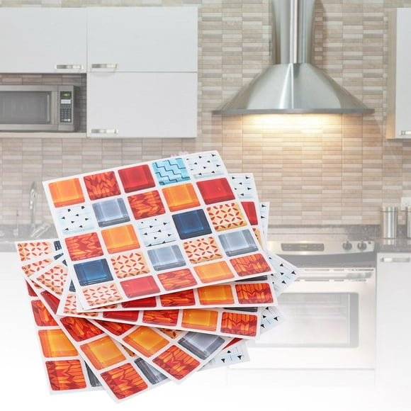 Rdeghly 6Pcs Mosaic Self-adhesive Wall Tile Sticker Kitchen Oil-proof Stickers Bathroom Decor , Mosaic Sticker