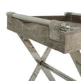 thumbnail image 4 of DecMode 19" x 25" Gray Leather Tray Table Inspired Geometric Accent Table with Silver Metal Base and Handles, 1-Piece, 4 of 11
