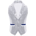 thumbnail image 4 of TiaoBug Boys Sequin Vest Sleeveless Sparkly Slim Fit V-neck Waistcoat Stage Performance Hip-Hop Jazz Dance Top Silver 8, 4 of 5