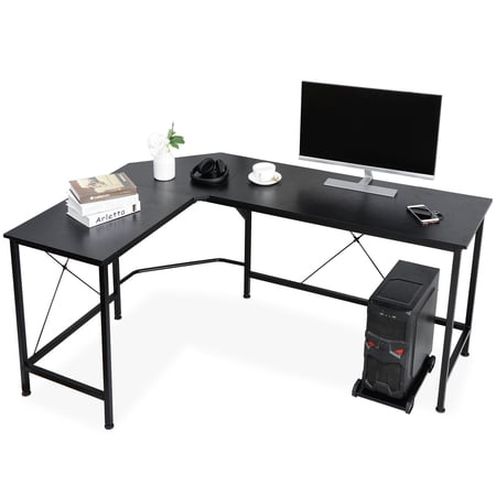 Clearance! Modern L Shaped Desk with Shelves Computer Desk/Gaming Desk for Home Office Corner Desk with Large Desktop