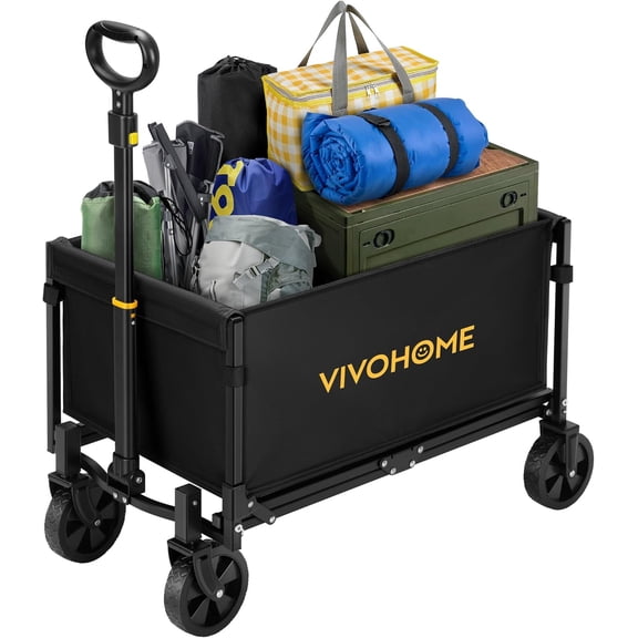 SPECSTAR Collapsible Wagon Cart Lightweight Portable Folding Utility Wagons with All-Terrain Wheels for Grocery Sports Garden Shopping Camping