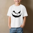 thumbnail image 2 of larppty Toddler Boy Girl Halloween T-Shirts Skeleton Kids Pumpkin Short Sleeve Shirts (White,1-2 Years), 2 of 4