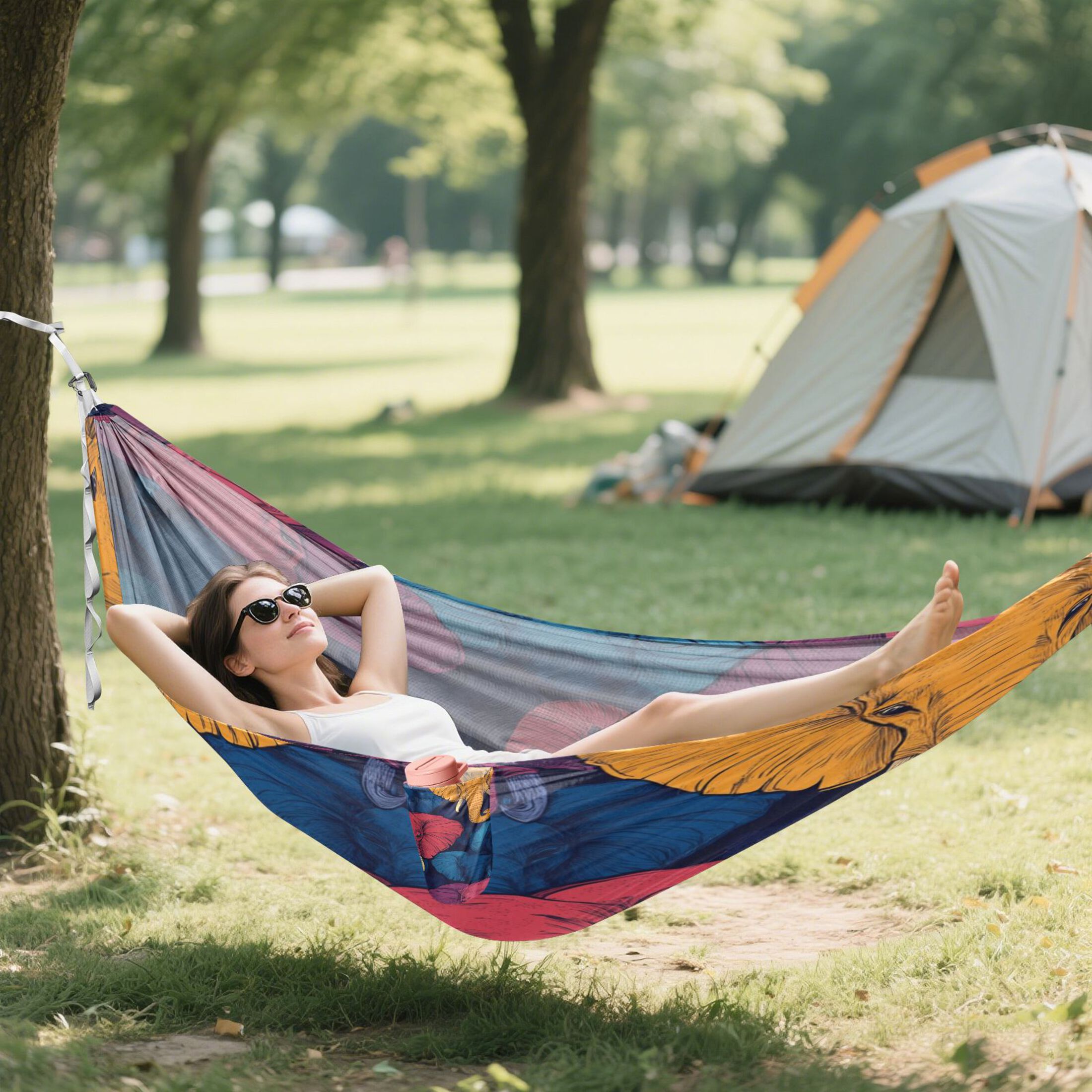 Hammock Camping Hammock Nylon Portable Hammock Travel Camping Hammock Colorful Beautiful Elephant