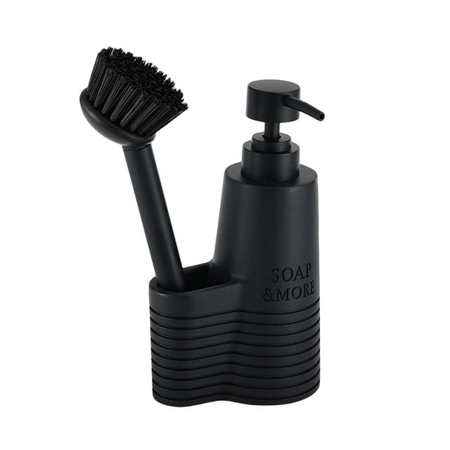 DOLITY Kitchen Dish Brush with Soap Dispenser Black Accessories for Everyday Use Easily
