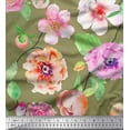 thumbnail image 1 of Soimoi Cotton Duck Fabric Leaves,Rose & Anemone Flower Print Fabric by the Yard 56 Inch Wide, 1 of 1