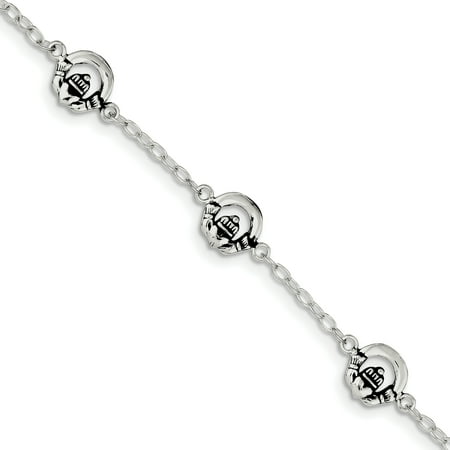 Sterling Silver Claddagh Bracelet - Sterling Silver Claddagh Childs Bracelet