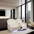 thumbnail image 5 of Off White Breathing Leather 2-Piece Living Room Recliner Sofa Set, 5 of 6