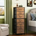 thumbnail image 2 of CZMDZH Tall Dresser for Bedroom, 7 Drawer Dressers & Chests of Drawers, Fabric Dresser for Closet, Night Stand with Metal Frame, Storage Tower with Fabric Bins, Rustic Brown Wood Grain Print, 2 of 18