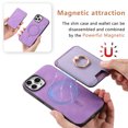 thumbnail image 2 of Allytech iPhone 15 Pro Case, Detachable Magnetic Wallet Case with Card Holder & Ring Stand, Support Car Mount, Premium PU Leather Shockproof Durable Protective Slim Case Cover - Purple, 2 of 11