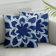 thumbnail image 3 of BANET Pack of 2 Soft Canvas Throw Pillow Covers Cases for Couch Sofa Home Decor Floral Outline Both Sides Print Navy Blue 12x12in, 3 of 7