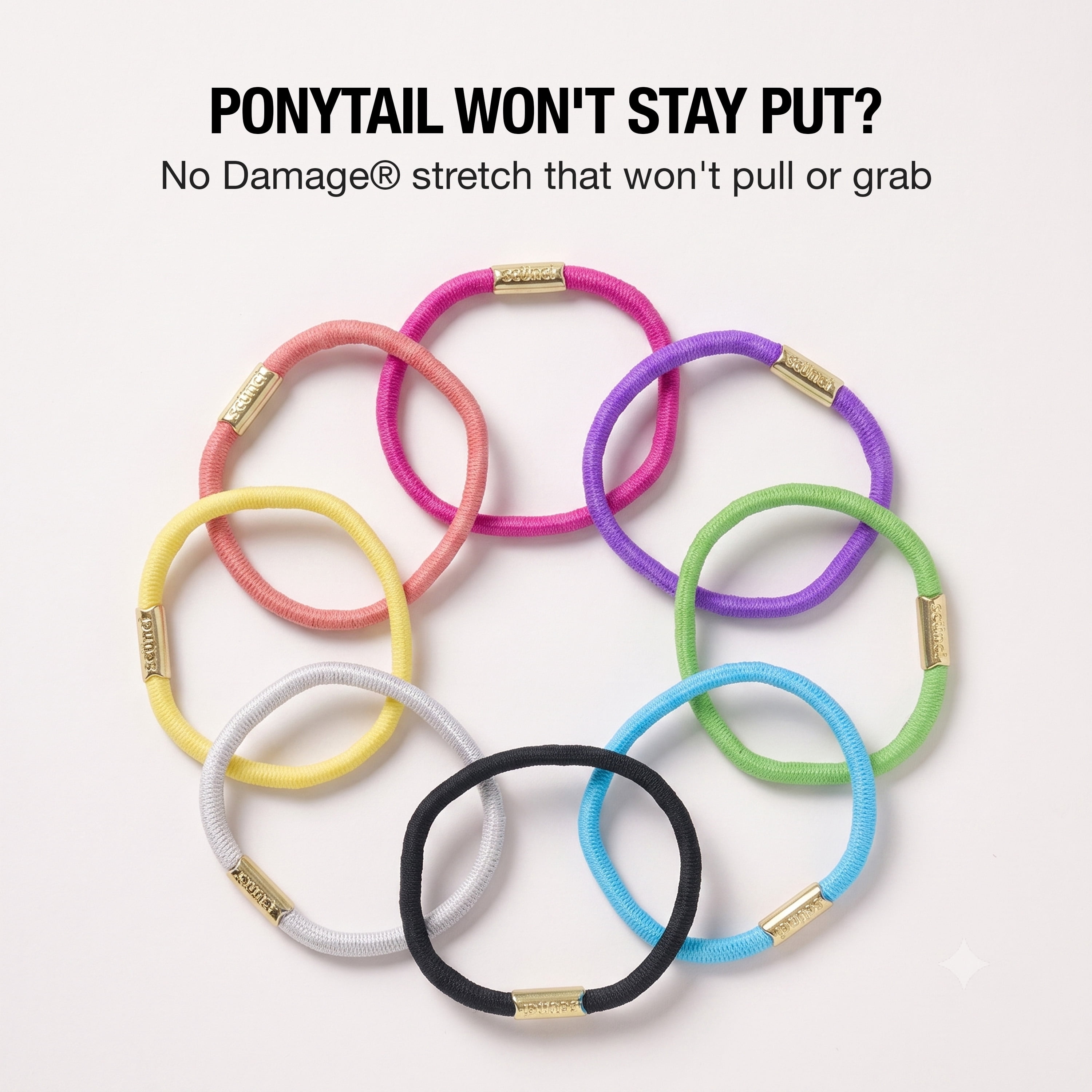 Scunci No Damage Hair Ties, Multicolor, 30 Count Ponytail Holders
