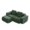 thumbnail image 3 of Newest Modern L-Shape Velvet Sectional Sofa with Ottoman & Throw Pillows for Small Living Room & Apartment, Green, 3 of 10