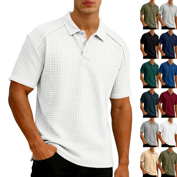 Breeze Polo Shirts for Men Beer Belly Texture Stretchy Quick Dry Golf Shirt Summer Casual Short Sleeve Collared Top,5XL,White