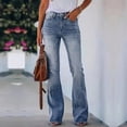 thumbnail image 3 of Wutalume Jeans for Women Retro Straight Leg Micro Flare, Vintage Inspired Denim Pants with Stretch Comfort for Timeless Style,Sky Blue XL, 3 of 5
