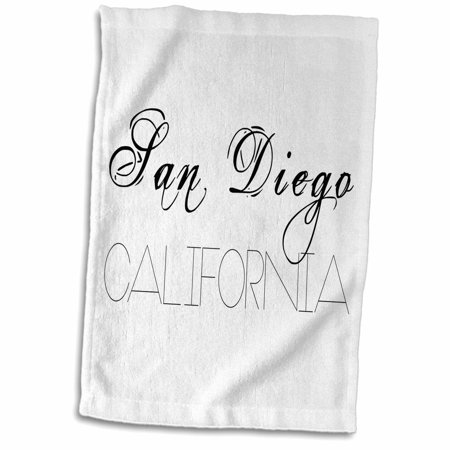 3dRose American Cities - San Diego California black text on white - Towel  15 by 22-inch (twl_273763_1)