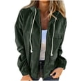 thumbnail image 4 of Zedker Corduroy Jacket Women Drawstring Hooded Pocket Zip Up Jacket Loose Shacket Coat, 4 of 8