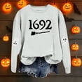thumbnail image 4 of Halloween Sweatshirt for Women Hoodless Sweatshirt for Comfort and Casual Fall Winter Style Wardrobe for Stylish Daily Wear Light Gray L, 4 of 5