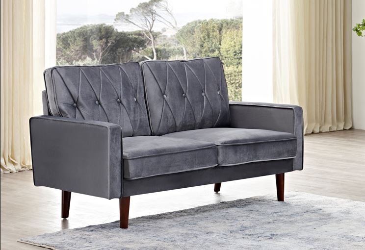 Us pride furniture Feemster 57.5'' Velvet Square Arm loveseat -Grey