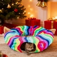 thumbnail image 1 of Lit Tunnel Douillet pour Chat, Maisonnette Pliable Ronde, Aire de Jeux pour Usage Intérieur dans le Salon et la Chambre, Divertissement pour Animaux et Design Charmant, 1 of 4