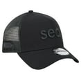 thumbnail image 3 of Men's New Era Black Seattle Seahawks Domain 9FORTY A-Frame Trucker Adjustable Hat, 3 of 5