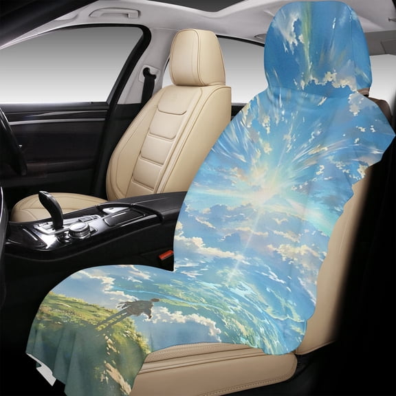 Absorb Sweat Towel Bucket Seat Covers for Cars SUV Trucks,Cover Protector Front Seats,Machine Washable, for Gym Workout,Rainy Day,Anime Sky 1Pc