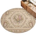 thumbnail image 2 of Round Rugs 4Ft, Boho Flowers Round Area Rug Washable Indoor Throw Carpet, Vintage Middle Century Floral Brown Soft Non Slip Circle Rug for Kitchen Nursery Room Home Decor Aesthetic, 2 of 8