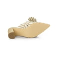 thumbnail image 5 of BLISSFUL STEP Women Stripe Bow Pointed Toe Block Heel Slides Mules Beige 6, 5 of 7