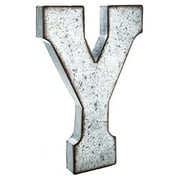 20" Metal Letter "Y" Wall Decor, Silver with Rusted Edges, Galvanized Wall Mountable Decoration for Country, -Century, or Farmhouse Themed Room or Event - Homehours