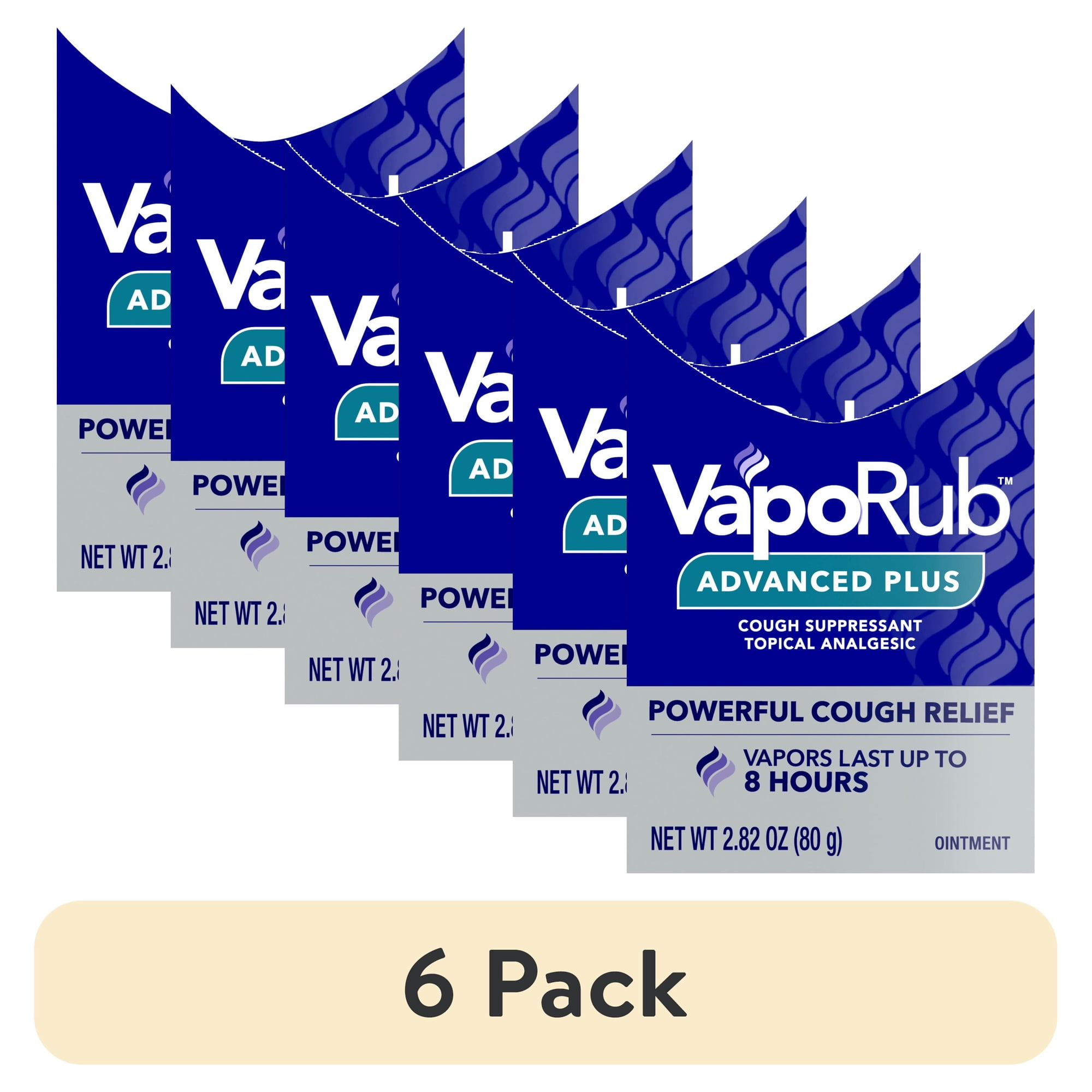 (6 pack) Vicks VapoRub Advanced Plus Cough Suppressant Chest Rub Ointment 2.82 oz
