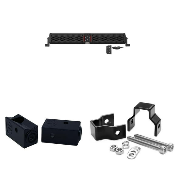 Wet Sounds STEALTH-XT-8-B STEALTH XT 8 Speaker All-In-One Amplified Bluetooth Soundbar With Remote – Black with Slider Brackets and .75" Square Clamps