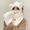 thumbnail image 2 of Hooded Scarf Gloves Hat 3 in 1 for Women in Winter, Faux Fur Soft Thick Warm Hat with Bear Ear Set, 2 of 4