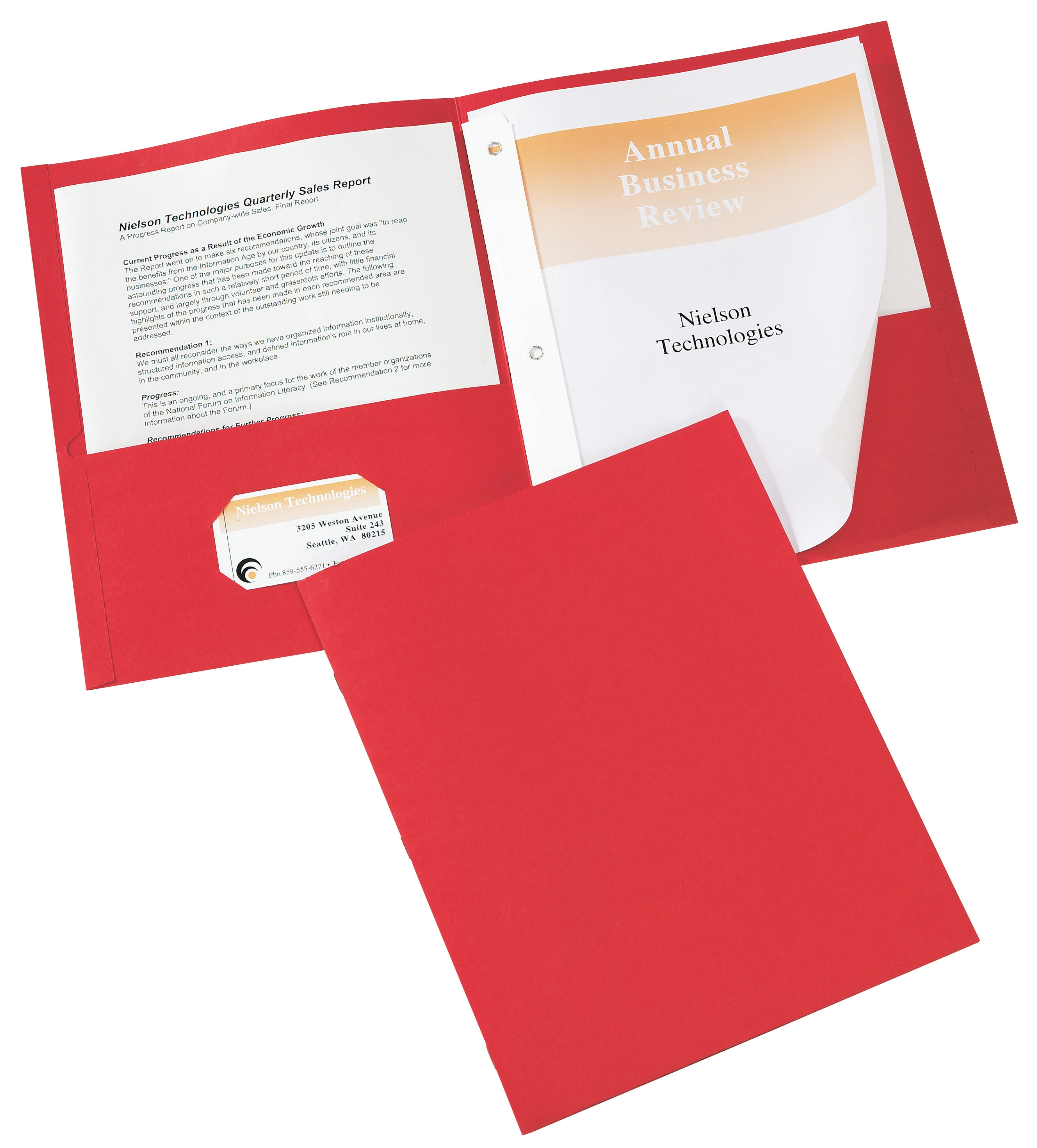 Matte Finish Letter Sheet Size EZ-92558 Durable Textured Paper FILE-EZ Two-Pocket Folders with 3-Prong Fasteners Red Color 25-Pack 