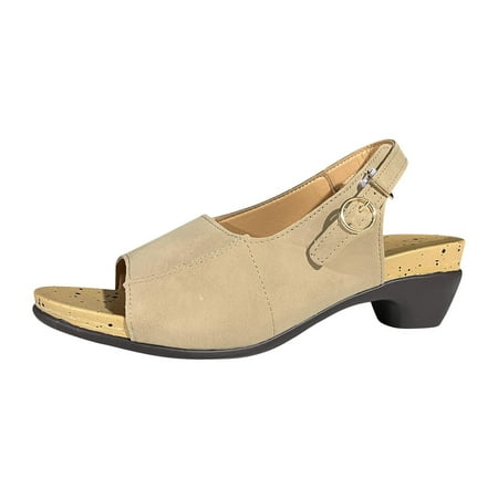 

Chunky Low Heel Sandals Open Toe Elegant Slip-Ons Pumps Buckle Sandals for Women