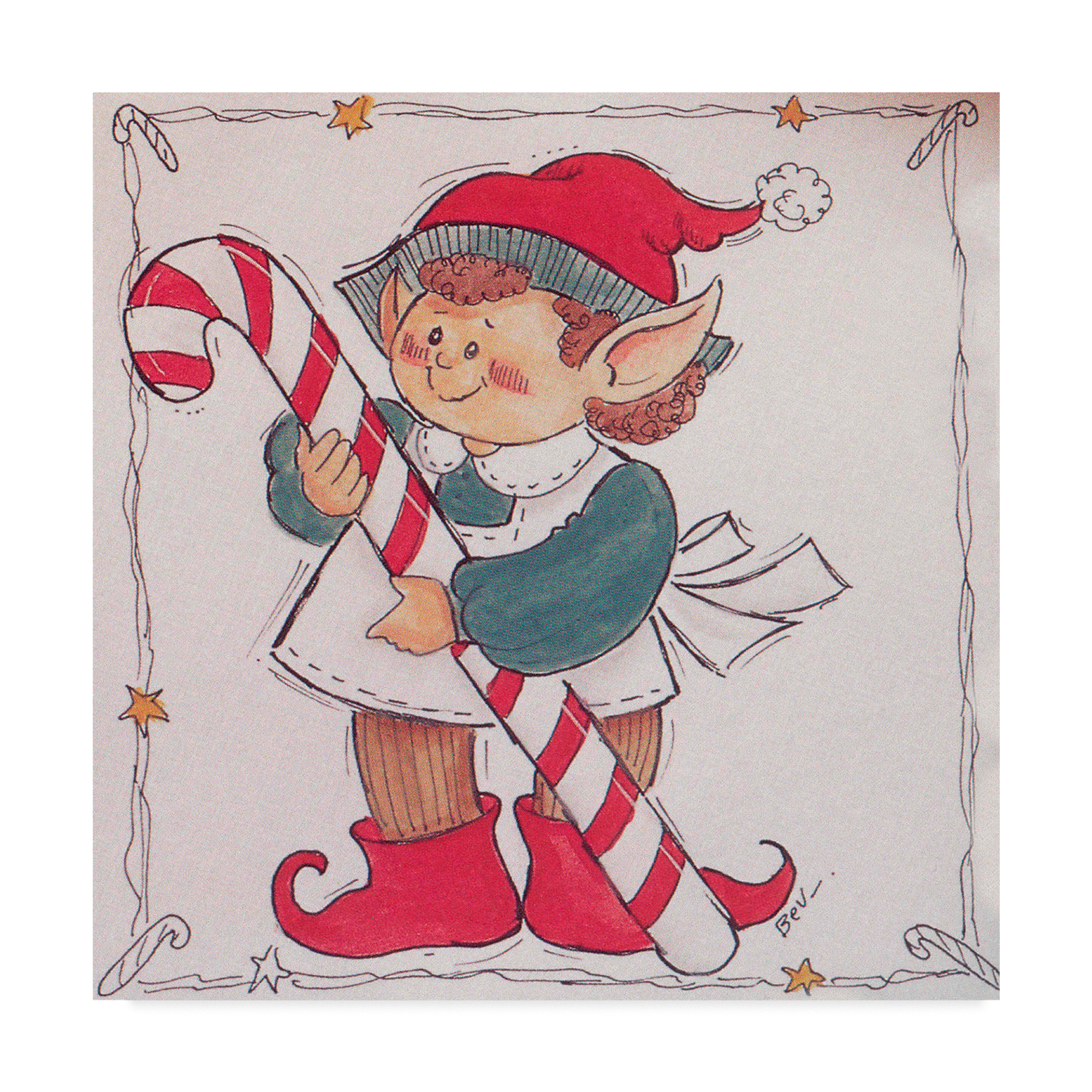 Trademark Fine Art 'Elf With Candy Cane' Canvas Art by Beverly Johnston