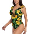 thumbnail image 3 of Yiaed Sunflower 1 Print Women's Ruffled One Piece Swimsuit V Neck Swimwear Slimming Monokini for Woman-X-Large, 3 of 8