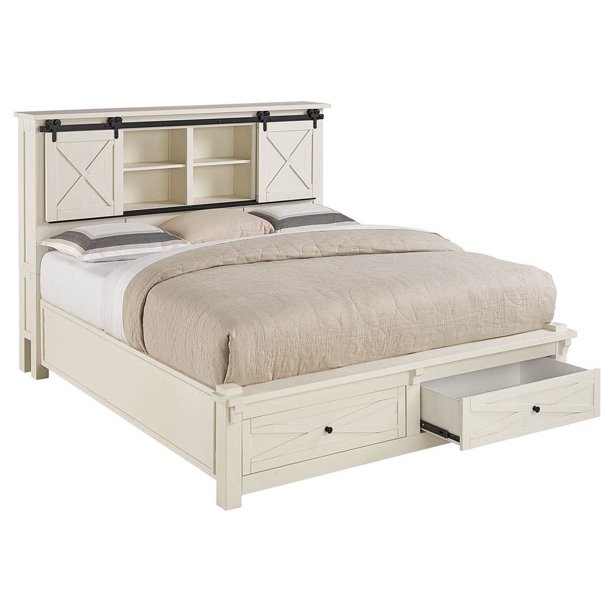A-America Sun Valley Storage Bed with Integrated Bench-Finish:White