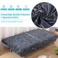 thumbnail image 3 of 2024 Folding Sofa Bed Cover Solid Color Futon Armless Slipcover Polyester Elastic Fabric All-Inclusive Cover, 3 of 6