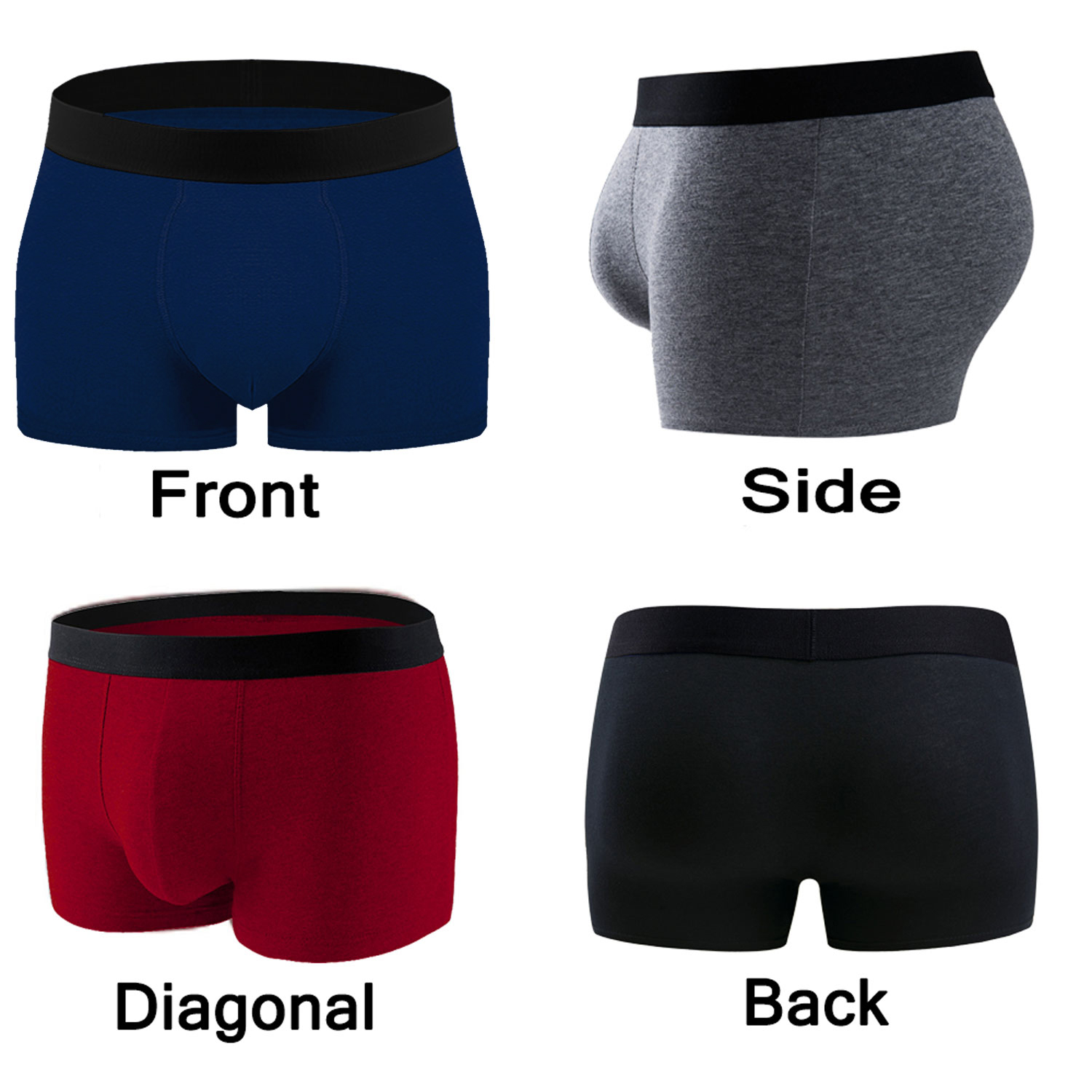 ASUDESIRE Men's Underwear Boxer Briefs Trunks 5 Pack Soft Cotton Low ...