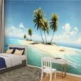 thumbnail image 2 of Peel and Stick Wallpaper Dreamlike Island Tropical Beach Palm Trees Clear Water Island Modern Art Wall Mural Decor Self Adhesive and Removable 100in x 144in, 2 of 8