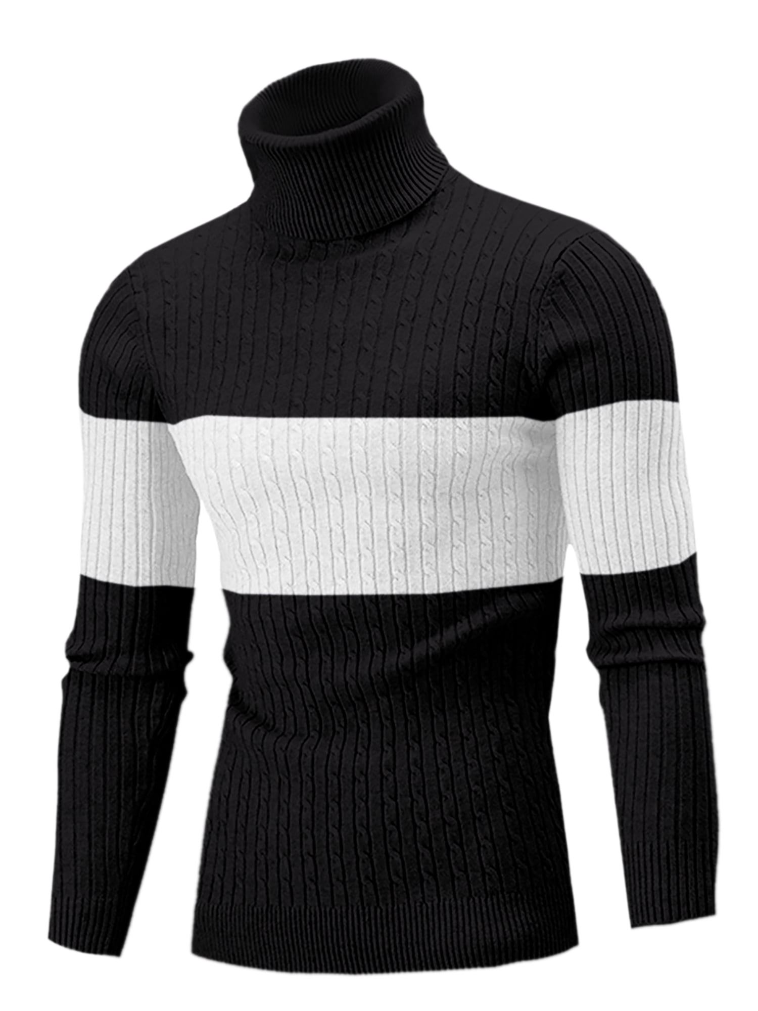 QZH.DUAO Men's Casual Slim Fit Turtleneck Pullover Sweaters with Twist ...