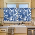 thumbnail image 2 of Yayeee Kitchen Curtains Tier Set of 2 Light Filtering 57"x24" Over Sink Window Panels, Blue Garden Pattern, 2 of 7