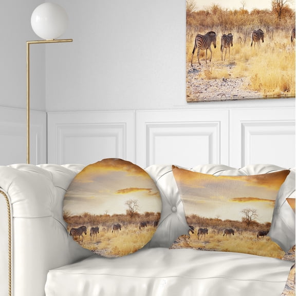 Designart 12" x 20" Brown Polyester Throw Pillow