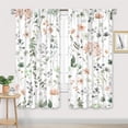 thumbnail image 2 of Rustic Wildflower Curtains 42Wx63H Inch Rod Pocket Cute Sage Green Flower Floral Spring Butterfly Plants Leaves Botanical Art Printed Girly Living Room Bedroom Window Drapes Treatment 2 Panels, 2 of 5