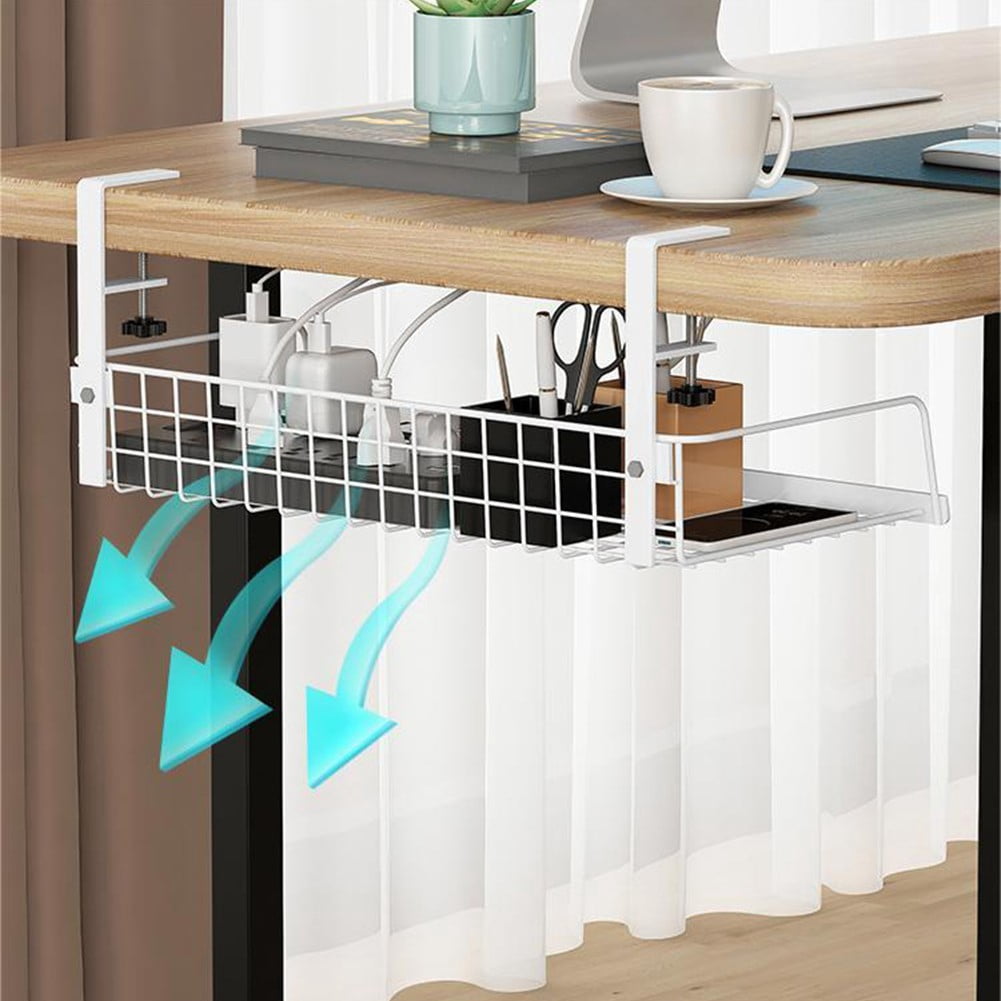 Wodtesl Cable Management Computer Storage Rack Wire Organizer Under-Table Hole-free