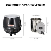 Hakka 11Qt Soup Warmer Commercial Soup Kettle Warmer with Hinged Lid and Detachable Stainless Steel Pot
