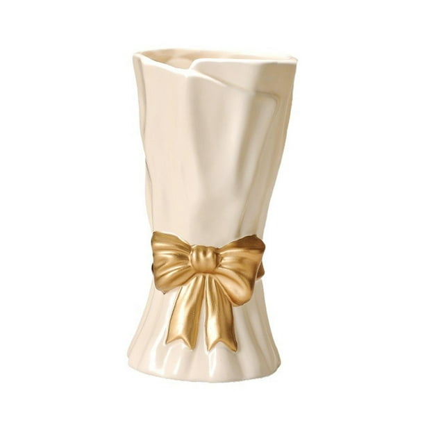 Jarrón de Cerámica Macetero Decorativo Florero para Hogar Y Contenedor de Plantas con Superficie de Esmalte Lisa Adecuado para Dormitorios Y Salones Beige
