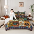 thumbnail image 4 of Homewish Kids Happy Camping Queen Comforter Set, Rustic Jungle Adventure Bedding Sets, Vintage Bohemian Style Reversible Bedding Comforter Set, Lightweight Room Decor, 3pcs, 4 of 8