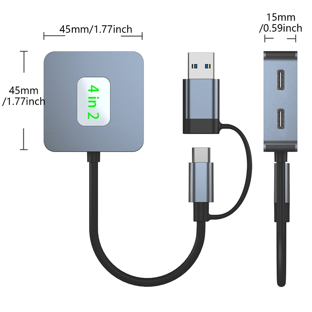 USB C Hubs Type C to 2 USB3.0 + 2 Type C Port Adapter for Laptop Desktop Phone