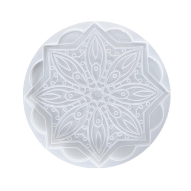 2 Juego de moldes para posavasos con mantel individual de resina epoxi de silicona con molde para posavasos con bandeja de té Mandala